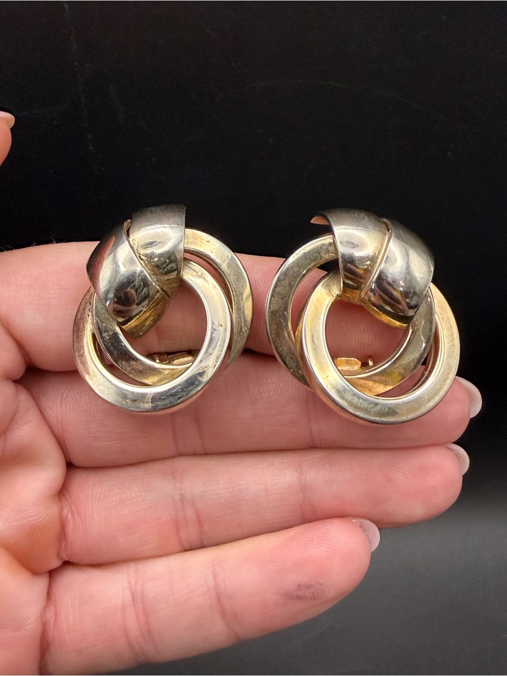 Vintage Kramer Signed Gold-tone Knot Clip Earrings